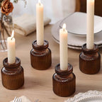 DARJEN 12 Pcs Glass Candlestick Holders- Amber Taper Candlestick Holders Tealight Votive Candle Holders for Table Centerpieces, Wedding, Dinner Party, Home Decor - Image 4