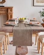 ZeeMart Linen Checked Farmhouse Placemats Set of 6, Cocoa Brown 13x19in - Image 5