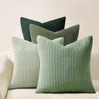 Topfinel LightGreen Couch Throw Pillows Covers 24x24 Inch Set of 4,Olive Emerald Green Corduroy Decorative Cushion Case,Rustic Fun Living Room Decor fundas para cojines by Topfinel