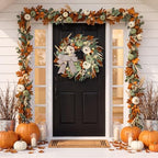 Sggvecsy Fall Wreath 23’’for Front Door with Bows for Thanksgiving Autumn - Image 3