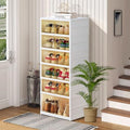 Foldable Storage Box - Clear Stackable Shoe Organizer with Lids - Large 6 Layer Shoe Rack Cabinet by AOHMPT