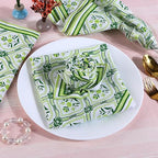 FINGERCRAFT Cloth Napkins Set of 12 Cotton Linen, 20x20 Inch, Damask Green - Image 5