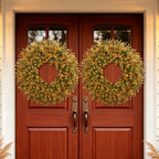 28'' Large Fall Boxwood Wreaths for Front Door Full Wreath (Orange) - Image 6