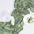 16 Pack Sage Green Cheesecloth Table Runner 23 x 120 Inch 10Ft - Image 7