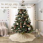 Foilswirl 48 Inch Ivory Velvet Christmas Tree Skirt, Scallop Dedge - Image 4