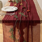 10Pcs Burgundy Cheesecloth Table Runner 120 Inches for Christmas Home Decor - Image 3