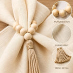 6 Sets Boho Table Runner Placemats Napkins Rings for Dining Table Decor - Image 6