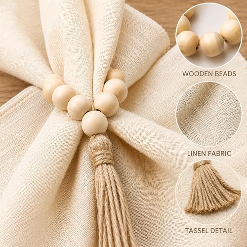 6 Sets Boho Table Runner Placemats Napkins Rings for Dining Table Decor - Image 6