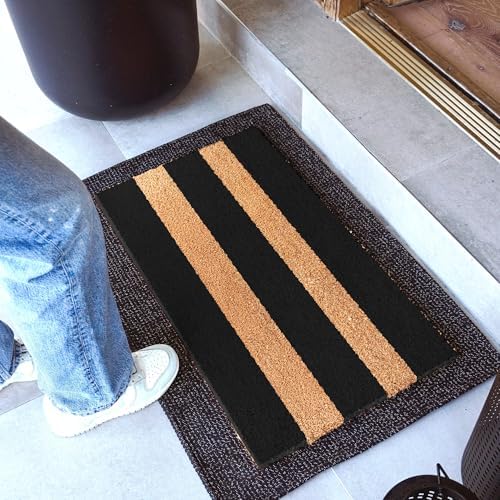 THEODORE MAGNUS Door Mat - Welcome Mat for Front Door with Non-Slip Backing - Durable Coir Doormat - Perfect for Outside Entrance and Entryway Matt - Outdoor/Indoor - Wide Stripes - 17" x 30" - Image 2