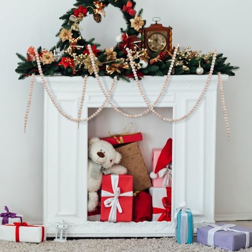 48FT Extra Long Christmas Wood Bead Garland for Mantle (Vintage Wood Beads) - Image 5