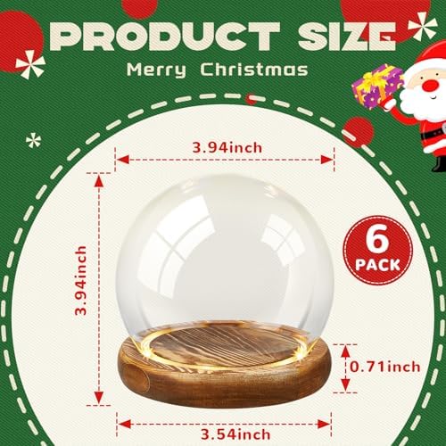 Funtery 6 Pcs 3.94 Inch Christmas Glass Display Dome Cloche Glass Globe - Image 2