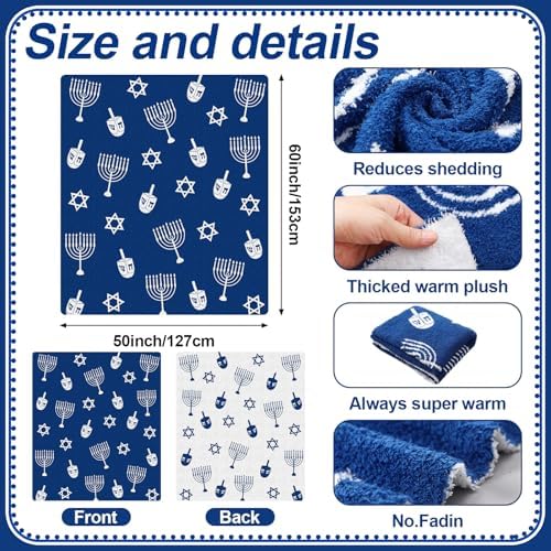 Remagr 50x60 Inch Hanukkah Throw Blanket Microfiber Menorah Jewish Decor - Image 2