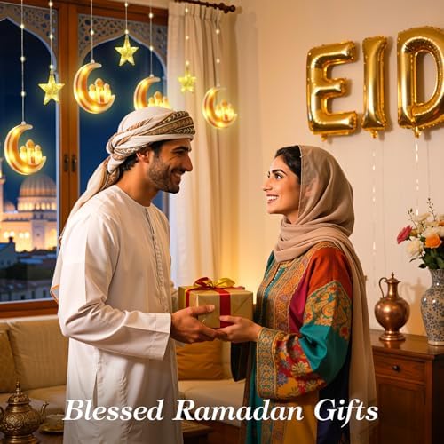 Lewondr Ramadan Curtain String Lights, 138 LEDs Moon Castle Star Lights - Image 6
