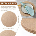 Mifoci 100 Pcs Round Burlap Placemats Bulk 15.75 Inch Boho Table Mats - Image 2