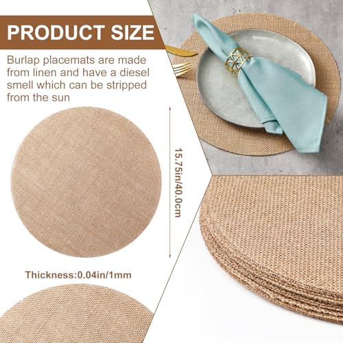 Mifoci 100 Pcs Round Burlap Placemats Bulk 15.75 Inch Boho Table Mats - Image 2