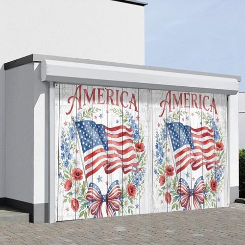 American 250th Birthday Garage Door Cover Decorations, 4th of July Photograph Backdrop America USA Banner 250th Anniversary Garage Door for Independence Day Patriotic Party Outdoor Decor Banners (C) - Image 2