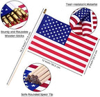 Tegeme 380 Pack Bulk Small American Flags on Stick, Wooden Pole Spear Tip - Image 2