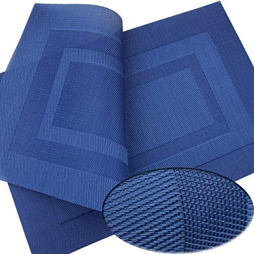 PIGCHCY Placemats Set of 12 Washable Durable Place Mats Vinyl Heat Resistant Non-Slip Table Mats Indoor Outdoor (Navy Blue) - Image 6