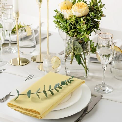Cloth Napkins Set of 50,Washable,Soft,Wrinkless (Pale Yellow) - Image 2