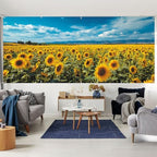7 * 16FT Summer Garage Door Cover Decorations Sunset Palm Trees Garage Door Banner for Outdoor Indoor Summer Party Photography Backdrop (sunflower, 7 * 16 ft) - Image 6