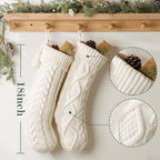 Farmhouse Knitted Personalized Christmas Stockings: 5 Pack 18 Inch Rustic Cable Knit Fireplace Cozy Hanging Xmas Stockings Boho Style Stocking Decorations for Family Holiday Décor, White Beige - Image 4