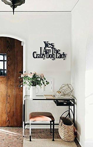 Wall Word Art Decorative Wood Sign for Pet, Dog, Cat, Horse, Pig, Animal Lovers with Fun Sayings and Quotes (Yes I Am the Crazy Dog Lady) - Image 2