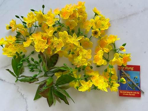 Vietnamese New Year Decorations Fake Flowers - Vietnamese Artificial Ochna Integerrima Flowers - HOA Mai Vai TET (2 Bags) - Image 3