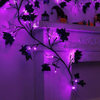 9 FT 72 LED Willow Vine Twig Decor Black Halloween Garland with Purple Lights, 8 Modes & Timer Waterproof Battery Operated for Home Fireplace Mantle Wall Office Indoor Halloween Decorations Party - Image 6