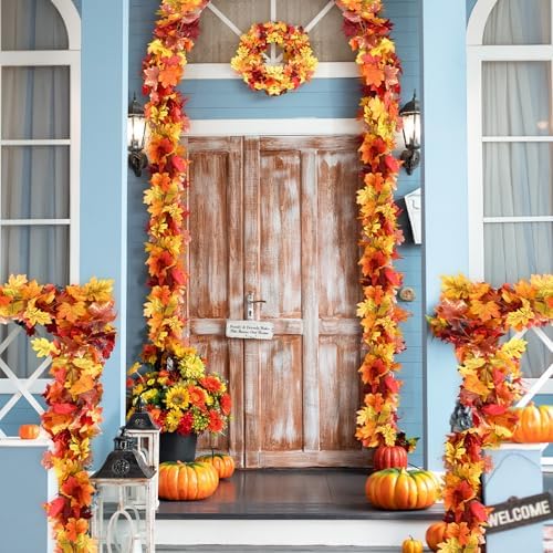 12 Pcs Fall Maple Leaf Garland 69 ft Artificial Hanging Vine - Image 4