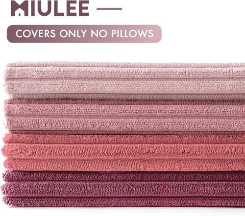 MIULEE Soft Corduroy Decorative Throw Pillow Covers Purple Pink 18x18 - Image 6