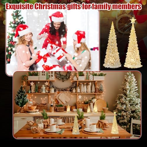 Glooglitter 5 Pcs Acrylic LED Christmas Tree, 12'',11'', 8'', 5'' - Image 5
