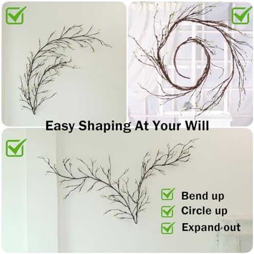 118" Fake Tree Willow Leaves Branches Twig Garland Hanging Decor - Image 2
