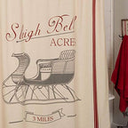 Piper Classics Sleigh Bells Ring Printed Shower Curtain, 72" x 72", Farmhouse Christmas Red & Cream w/Printed Sleigh and Bells, Country Holiday Décor - Image 3
