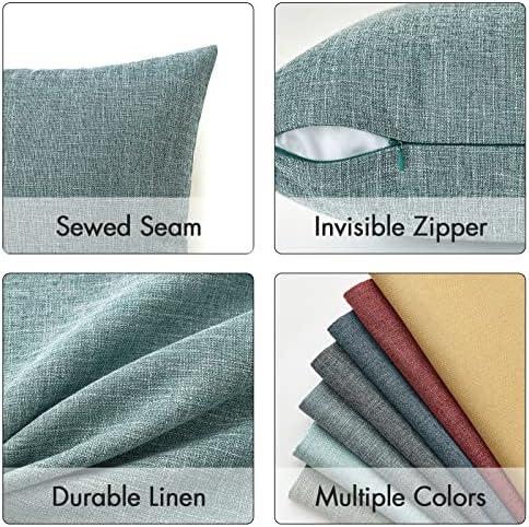 MIULEE Pack of 2 Decorative Linen Burlap Coastal Pillow Covers Farmhouse Boho Accent Pillowcases for Sofa Car Couch Bedroom Living Room Decor 20x20 Inch Teal - Image 4