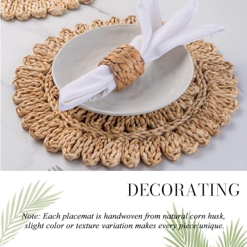 15" Set of 8 Round Woven Corn Husk Placemats by Laquedecraft - Image 6