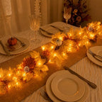 LEBALEY 3 Pack 18 FT Lighted Fall Garland for Mantel with LED Lights - Image 4