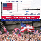 PHITRIC Flag Pole Kit, Tangle Free Spinning Stainless Steel Rustproof Flagpole for 3x5 Sports Fan Outdoor Flags for Outside House (Black, 6FT, with Bracket) - Image 4