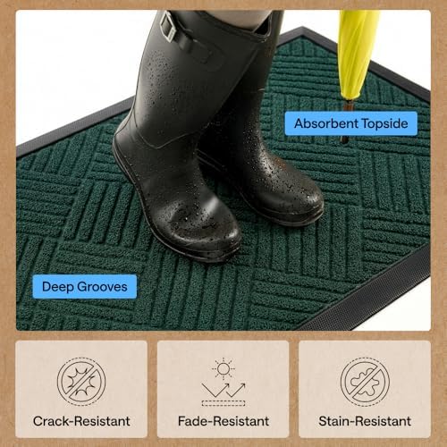GORILLA GRIP WeatherMAX Door Mat, Indoor Outdoor Use, 72x24, Green Diamond - Image 5