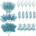 75 Pcs Christmas Glitter Tree Picks 3 Styles Berry Stems, Light Blue by Craftsatin