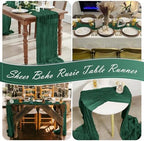 15 Pack Emerald Green Cheesecloth Table Runner 17 x 108 inch Cheese Cloth Table Runners 9ft Green Table Runner Rustic Romantic Sheer Gauze Runner for Wedding Party Baby Shower Table Decoration - Image 7