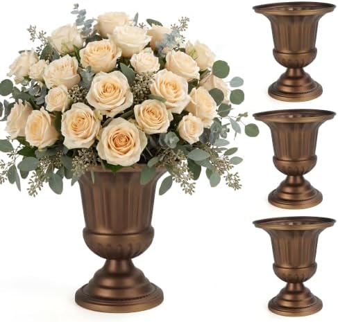 Antique Vases Urn Planters, Vintage Metal Flower Pots for Outdoor Plants by Zyphluxhomedecor