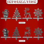 4 Pack Christmas Stocking Holder Set for Mantle Christmas Holiday Decorations Mantle Fireplace Topper Snowflake Snowman Reindeer and Christmas Tree Hangers Decorative Metal Hanger(Gray) - Image 5