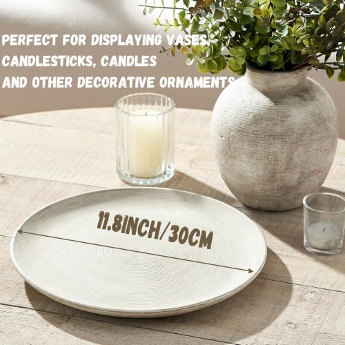 Vanselia Decorative Table Tray Ceramic Round Trays Home Decor (12" Retro) - Image 3