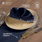 Navy Blue Cloth Napkins 18x18 Inch - Set of 12-100% Cotton, Soft, Absorbent, Washable, Reusable - Elegant Table Linen with Hemstitch Mitered Edges for Weddings, Dinner, Holiday - Image 6