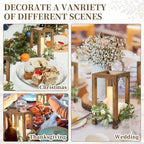 4 Pcs Wooden Lanterns Wedding Centerpiece for Tables, Farmhouse Candle Lantern, Perfect Centerpiece Table Decorations, Candle Holder Decorative for Wedding Party, Table Valentine Decor - Image 6