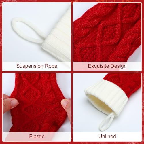 Hungdao Christmas Stockings Mini Knitted Rustic, Mixed Colors - Image 3