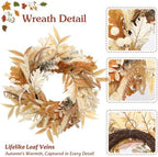 Fall Wreath for Front Door, 22 Inch Boho Autumn Harvest Wreath - Image 3