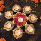 Diwali Diyas |Urli |Handcrafted Metal Decorative Bowl for Floating Flowers |Tea Light Candle Holders |Diwali Decorations |Diwali Candles (Diya urli) - Image 2