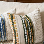 Aeckself Boho Chenille Tufted Throw Pillow Covers 18x18 Inch Set of 2, Farmhouse Decorative Striped Square Pillow Covers Accent Neutral Pillowcase for Living Room Couch Bed, Green - Image 5