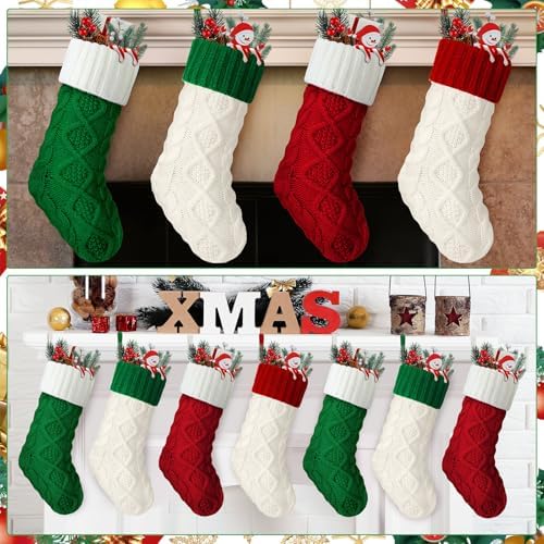 Hungdao Christmas Stockings Mini Knitted Rustic, Mixed Colors - Image 4